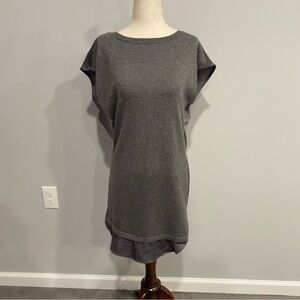 Theme Crew Neck Short Sleeve Gray Shirt Dress Medium